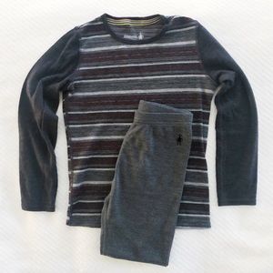 Smartwool Kids' Thermal Merino Base Layer Pattern Crew Top(M) & Bottom(S)